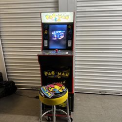ARCADE1UP MINI PAC-MAN ARCADE CABINET WITH RISER, STOOL, 