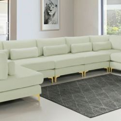 Julia Velvet / Metal Cream Modular Sectional (7 Boxes)

