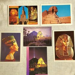 4 Vintage Egyptian Postcards & 2 Las Vegas 