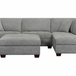 Fabric Sectional with Ottoman