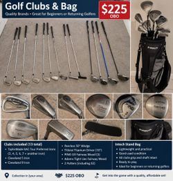 Adult golf clubs and bag