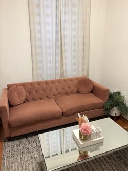 79.5” Dusty Rose Velvet Sofa