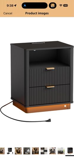 NEED IT GONE ASAP- Modern Black Nightstands with LED Light & USB Outlet (2)