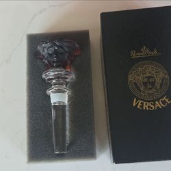 Versace Medusa Clear Frosted Crystal Rosenthal Bottle Stopper