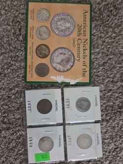 American nickels of the 20th century and 4 Victory Nickels