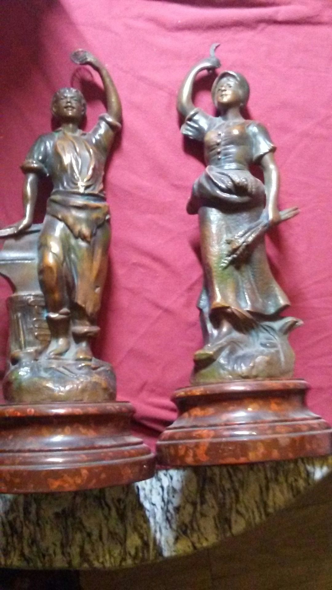 2 heavy statues very old from france
