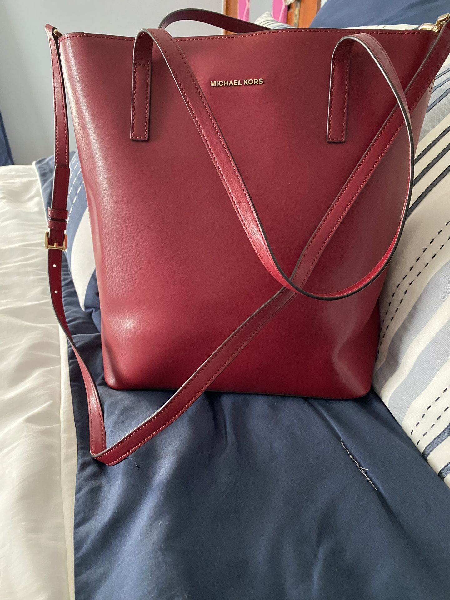 Like New Michael Kors Red Tall Tote Handbag