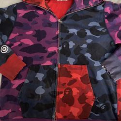 Bape Crazy Shark Multi Color Zip Up Single Hoodie 