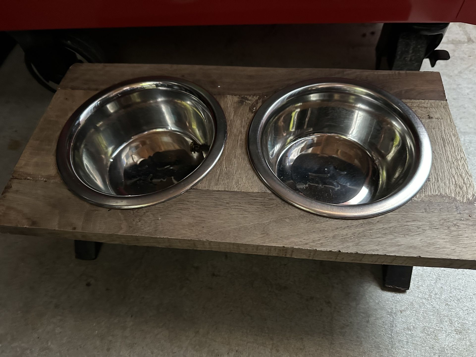 Elevated Wooden Pet Food And Water Bowls