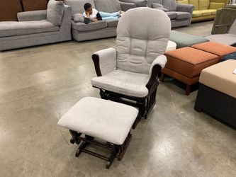 LONGWOOD Black Cherry Gliding Rocker with Grey Cushion