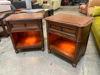 Vintage Wooden Single Drawer Nightstand with Touch Illuminated Bottom Tier (Set of 2)