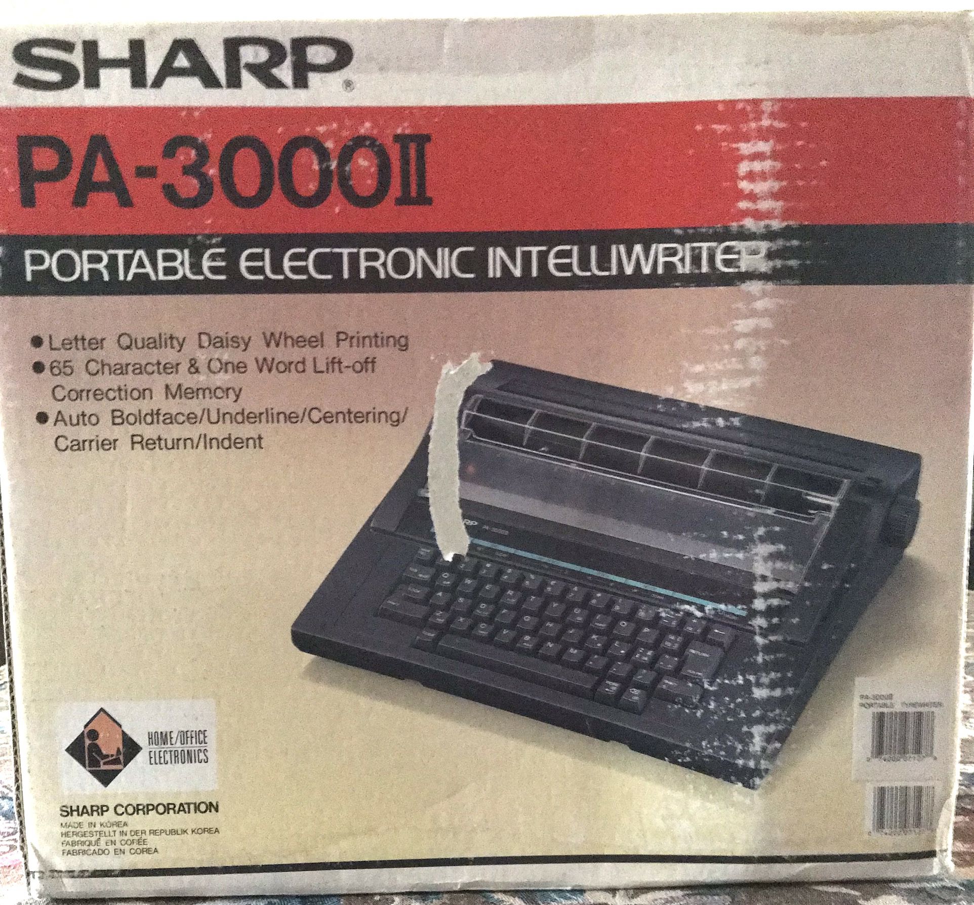Sharp PA 3000 II electric typewriter, vintage almost new