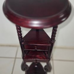 19th century mahogany plant carrier with drawers" Diameter 10" H 34"