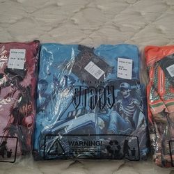 Brand New STRAY Skeleton Hoodies XL – Dark Red / Blue Wave / Orange