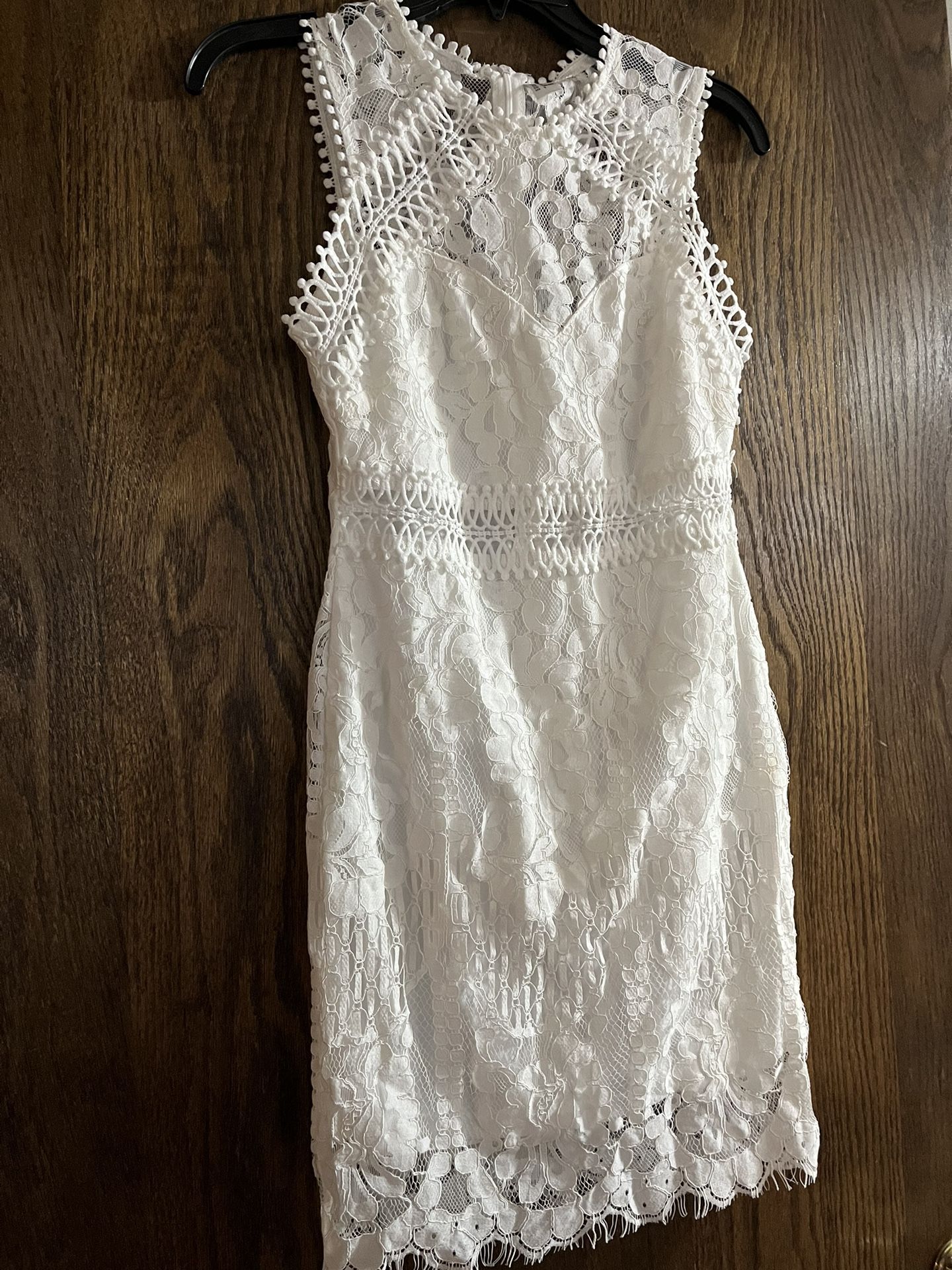 New No Tag White Lace Dress Knee Length Size Small