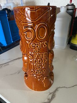Hawaii statehood tiki mug with coin