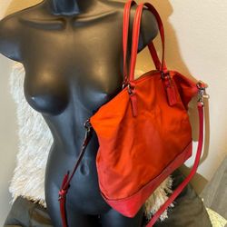 Coach Leather & Nylon Crossbody Tote