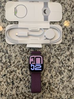 Apple Watch Series 10 GPS 46mm - Rose Gold Aluminum Case with Plum Sport Loop -  Brand New  apple warranty