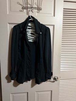 Women’s Self Esteem Button Up Pea Coat Black Size Small