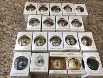 Lot of 19 Vintage  Schmid Glass Hummel Christmas Ornaments 1976–1993