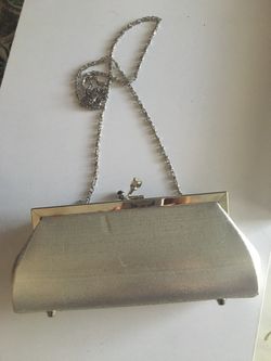 Silver clutch hand bag