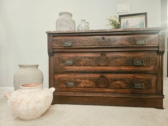 Antique Burled Walnut Dresser | Chest of Drawers!