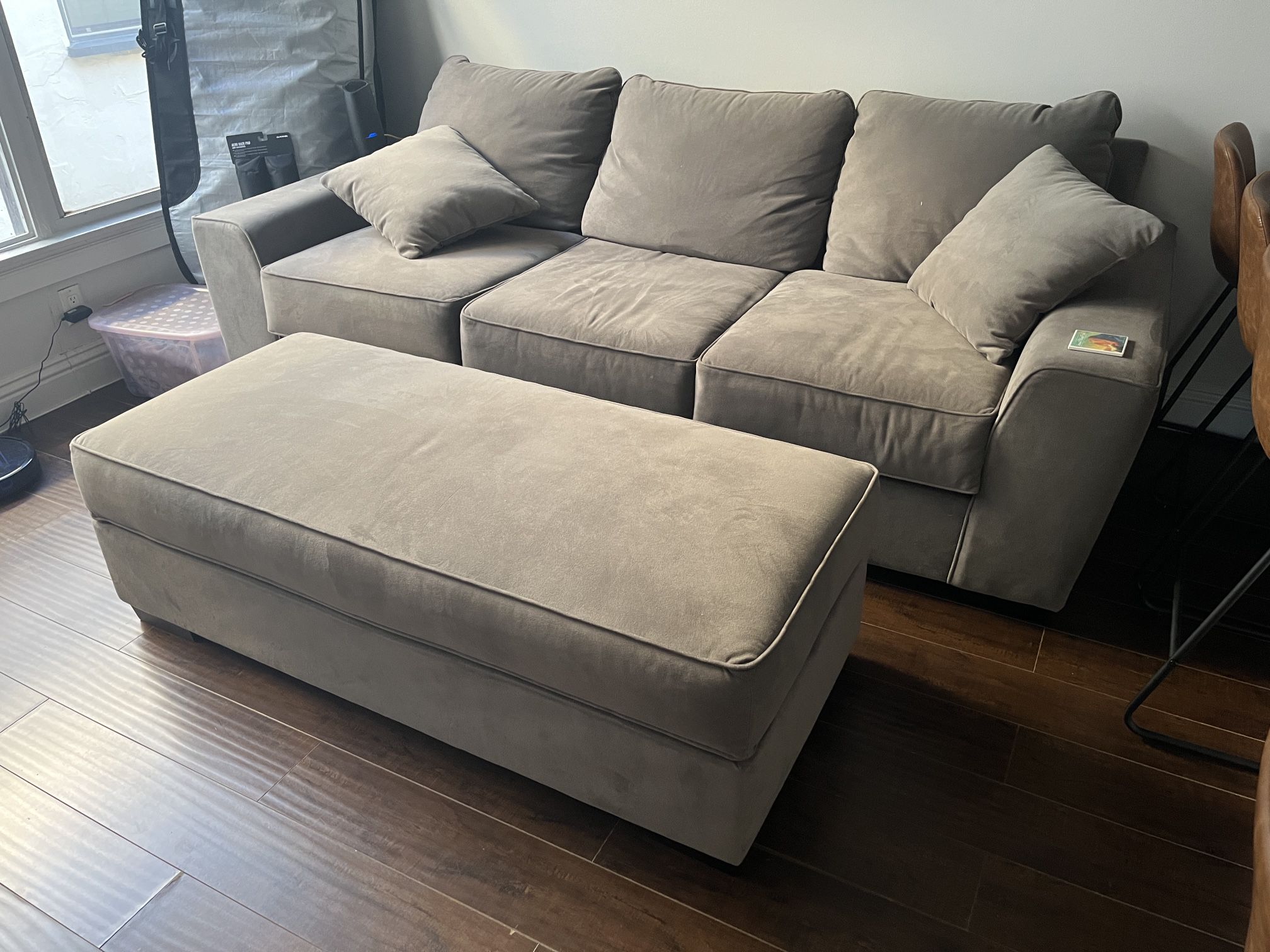 Living Spaces Parker II 101” Deep Sofa With Ottoman