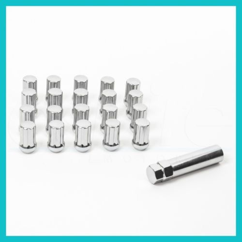 (20) 12X1.5 M12X1.5 35mm Wheel Spline Lug Nuts Chrome Conical w/ Key