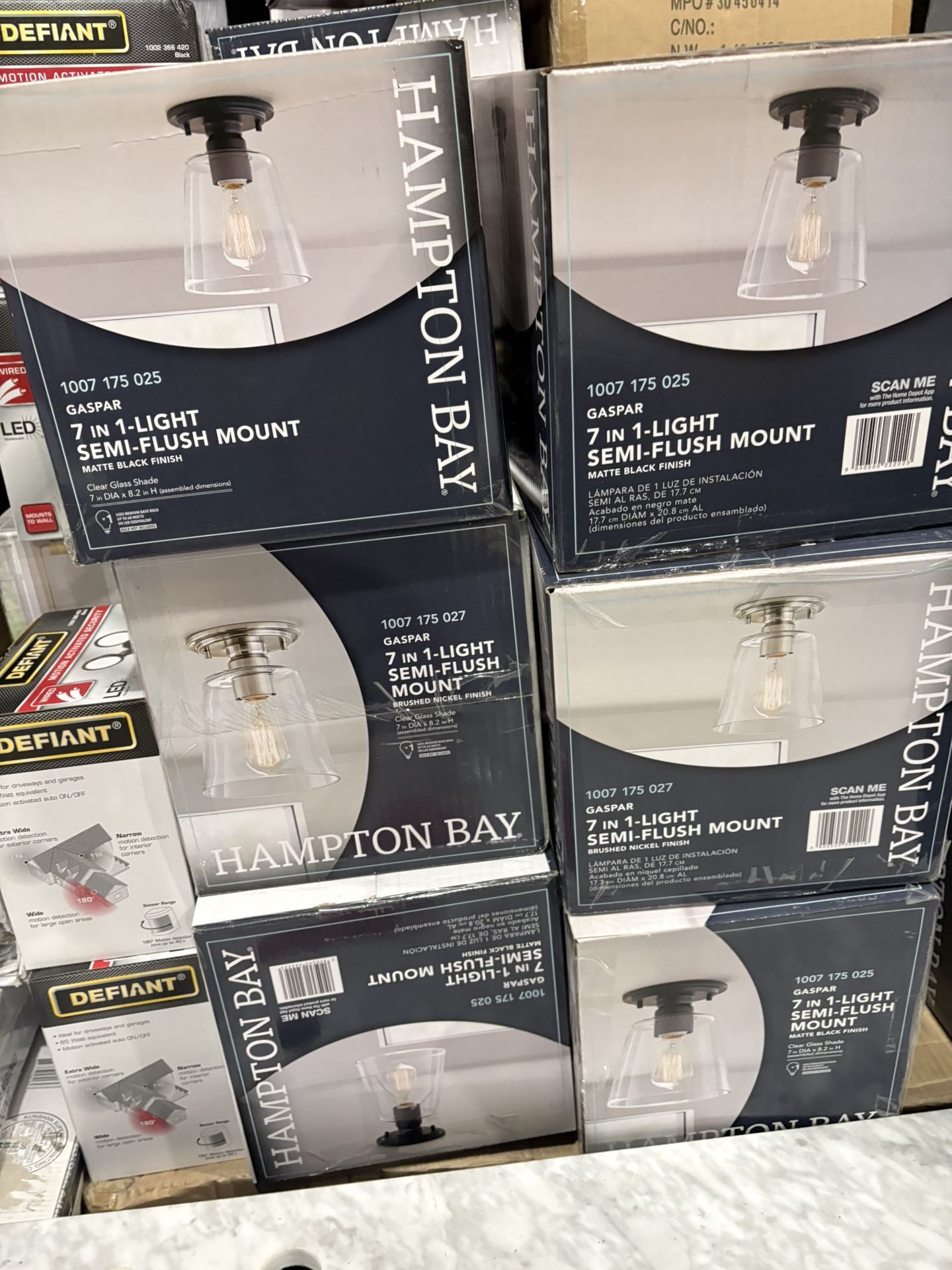 Hampton Bay Gaspar 7 in. Brushed Nickel Flush Mount Clear Glass