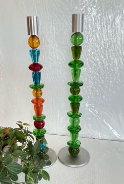 16” Glass Candle Holders (See Description for Condition)