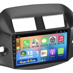 4G+64G Car Radio Stereo for Toyota RAV4 2007-2012, Wireless Carplay&Android Auto with Android 13 Support Bluetooth/Voice Control/GPS/WiFi/Back-up Came