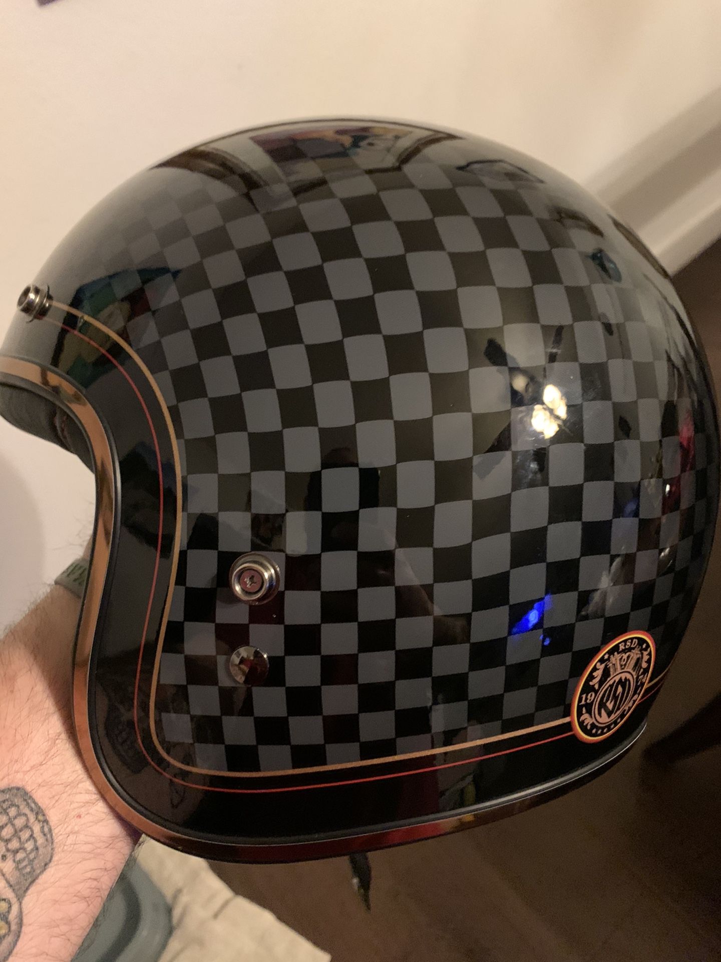 Bell Custom 500 Limited Edition RSD Check It with Flip Up Face Shield and Bell Sun Visor
