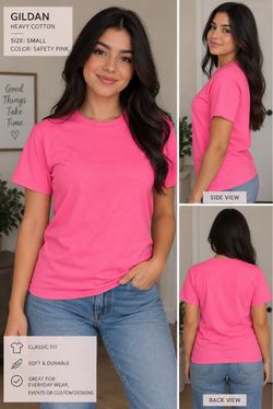 Gildan Heavy Cotton T-Shirt Safety Pink Small