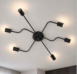 Brand New Modern 8-Light Black Sputnik Ceiling Light Fixture