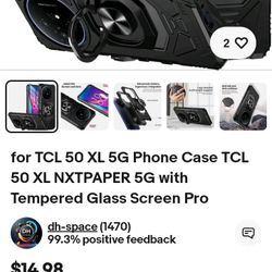 TCL 50 XL 5G Phone Case w/Tempered Glass Screen Protector