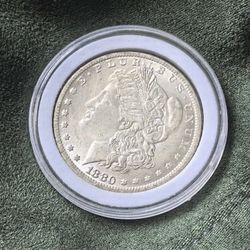 1880-CC MORGAN SILVER DOLLAR,
