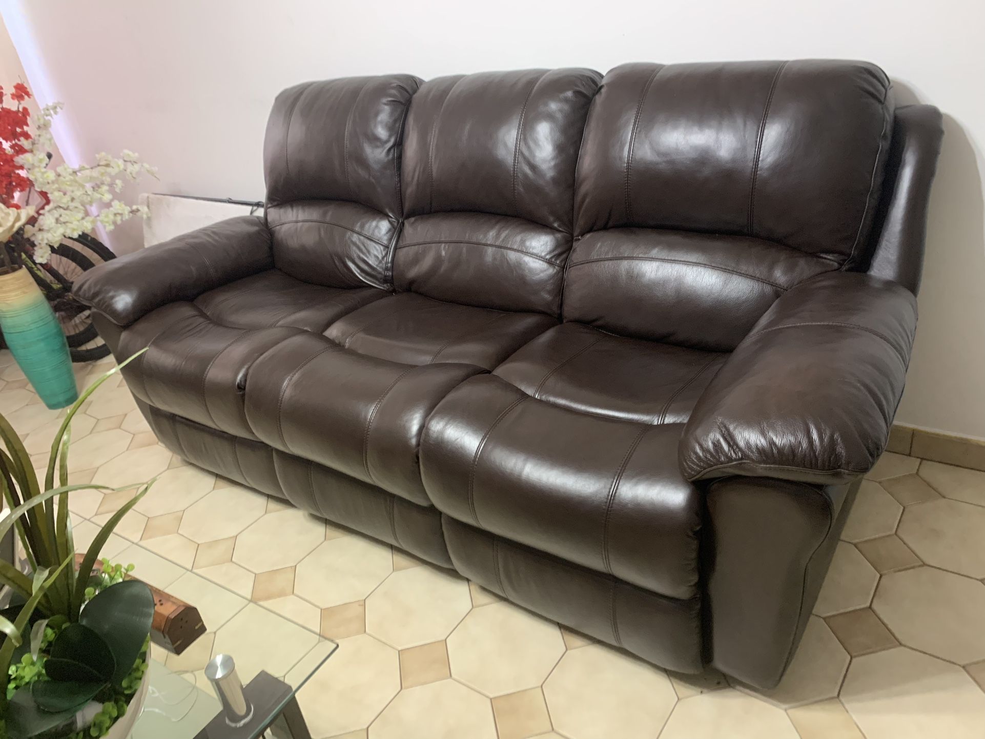 Real Leather Sofa Reclinable