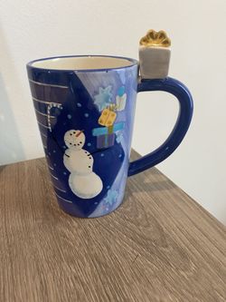 Christmas In July! Blue Snowman Coffee Cup.