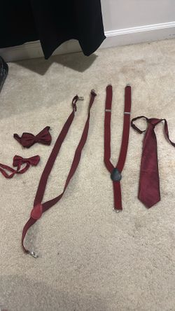 Kids bow ties, suspenders and Tie Burgundy Childrens Place