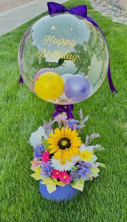 Birthday Balloon and Flower Arrangement