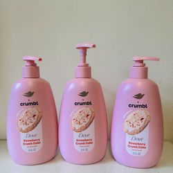 3xDove Crumbl Moisturizing Liquid Hand Soap Strawberry Cookie, 12 oz