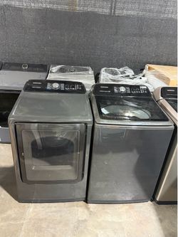 27” Samsung black top load washer electric dryer