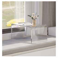 Acrylic C-Shape End Table, Small Clear Side Table