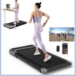 DeerRun 2025 Upgrade Walking Pad, Smart Under Desk Treadmill for Home Office, No-Assembly Treadmills with APP and Remote Control, LED Display, 2.5 HP 