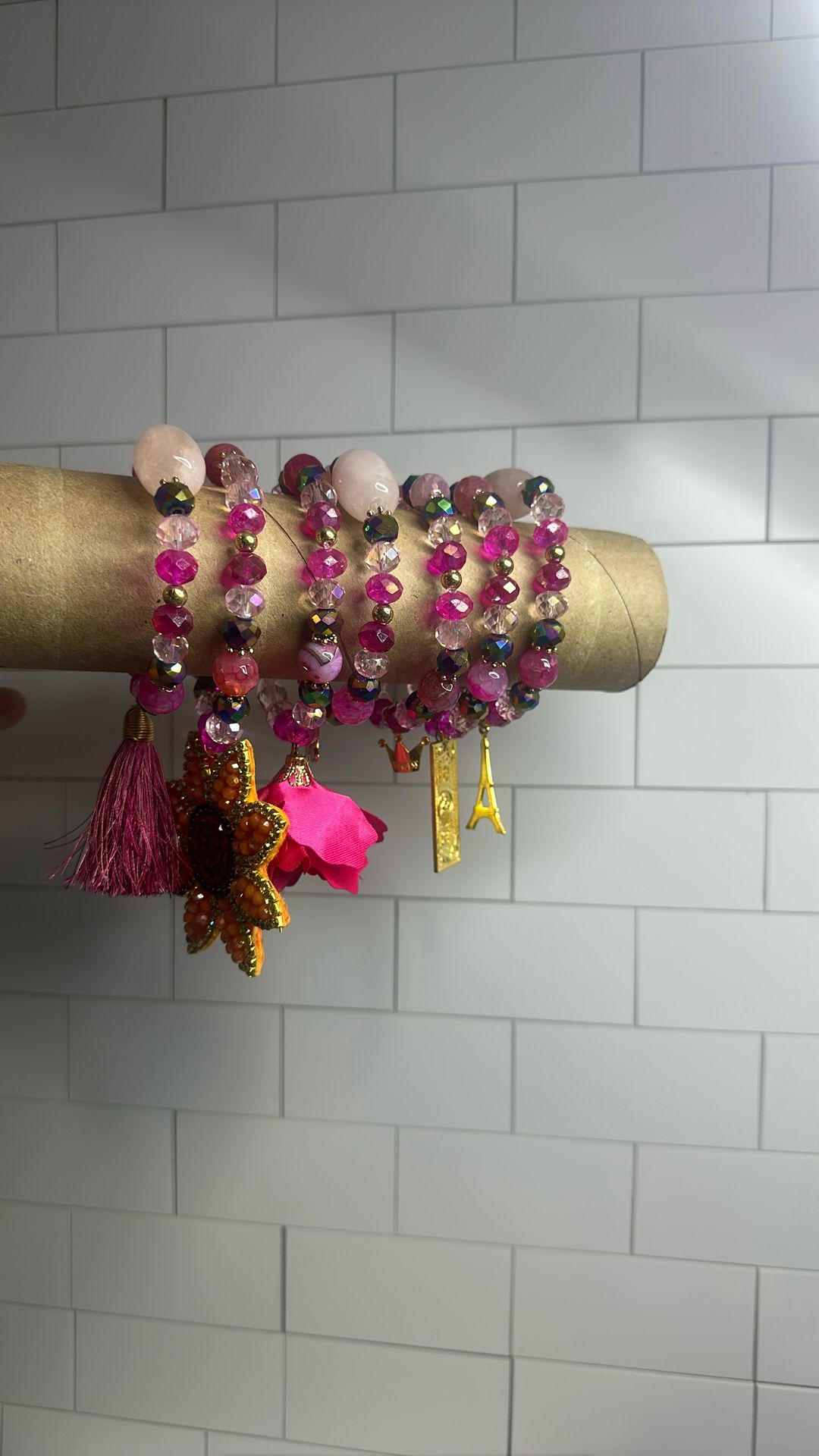 Weekly Fiucha Agate And 14k Laminate Gold Crystal And Charms