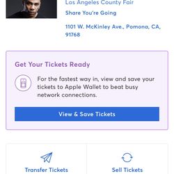 2 tickets for nelly and ti concert in pamona friday night 5/10