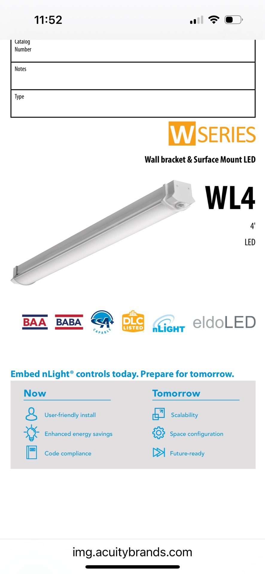 4ft Black Wall Or surface LED 120/277V