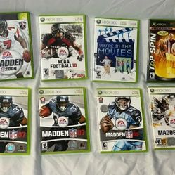 XBOX & XBOX 360 Games - Lot of 8 - Madden '04 '07 '08 '10 / NCAA Football '10