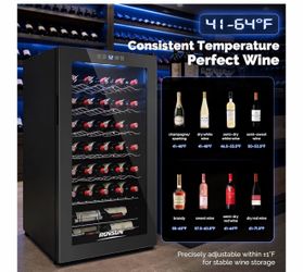 ROVSUN 34 Bottle Wine Cooler Refrigerator, Freestanding Compressor Wine Chiller, Beverage Wine Fridge with Digital Temperature Control & Double-layer