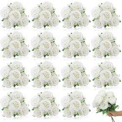 64 Pack White Peonies Artificial Flowers, Fake Silk Hydrangea Bouquet for Bridal Wedding Home Table Decor Reusable Dining Opening Ceremony Birthday Ar